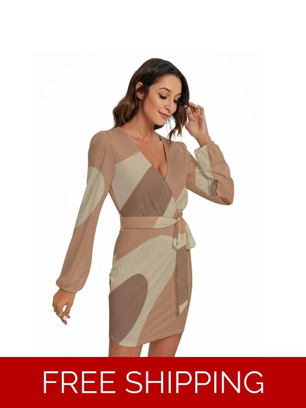 Motiff Long Sleeve Dress with Waist Belt